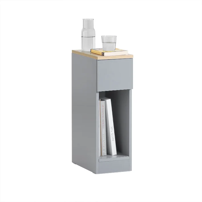 SoBuy Nachttisch schmal | mit Schublade | Hellgrau 20x60x35cm | FBT111-HG