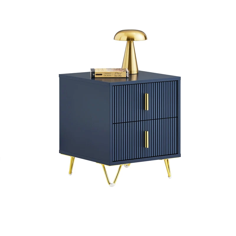 SoBuy | Nachttisch mit 2 Schubladen | Moderner Sofatisch | Beistelltisch | Blau | FBT115-B