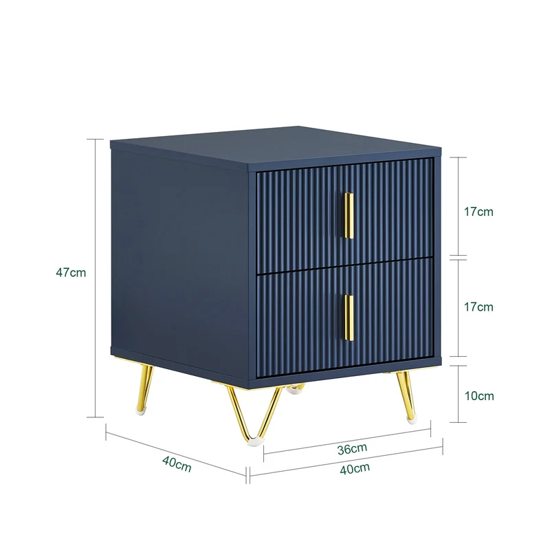 SoBuy | Nachttisch mit 2 Schubladen | Moderner Sofatisch | Beistelltisch | Blau | FBT115-B