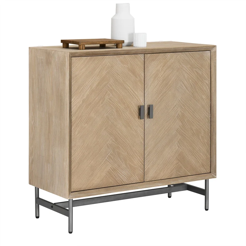 SoBuy | Sideboard Kommode Küchenschrank | vormontiert & stabil | 2 Türen | Gummibaumholz | HFSB06-N