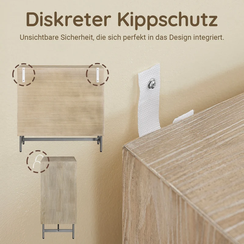 SoBuy | Sideboard Kommode Küchenschrank | vormontiert & stabil | 2 Türen | Gummibaumholz | HFSB06-N