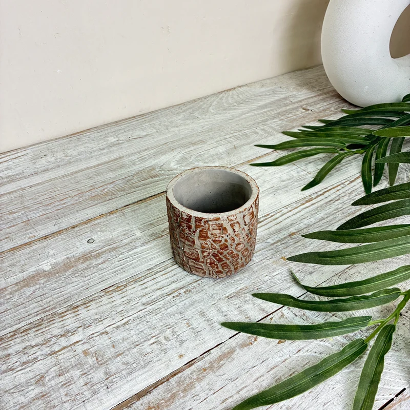 Arica Pflanztopf Übertopf Krokodiloptik Braun Weiß 9cm Keramik Blumentopf