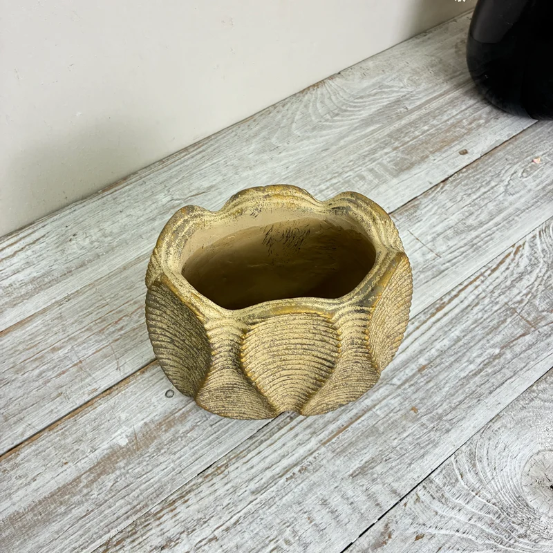 PTMD Pflanztopf Übertopf Tulpenform Keramik Beige Braun 18cm Natur Blumentopf
