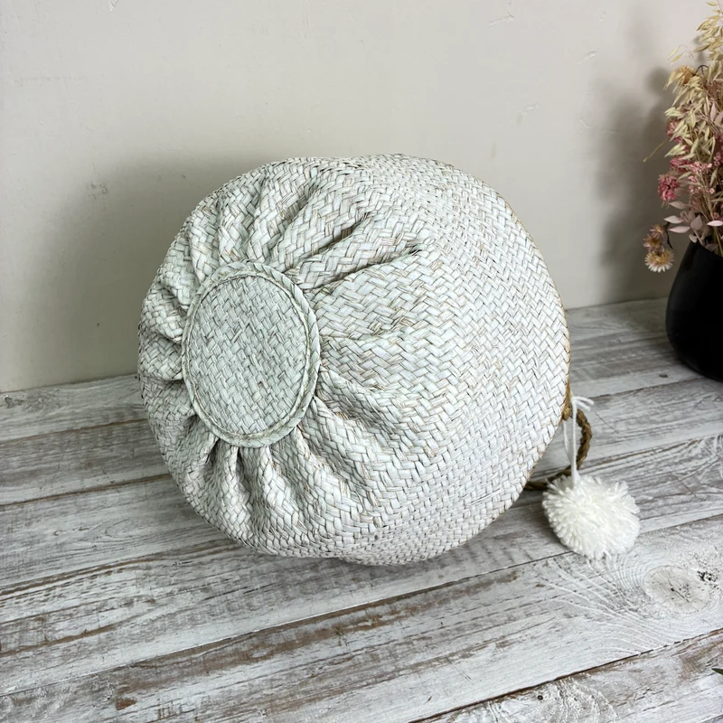 KidsDepot Aufbewahrungskorb PomPom Seegras Weiß Natur Quaste Deko