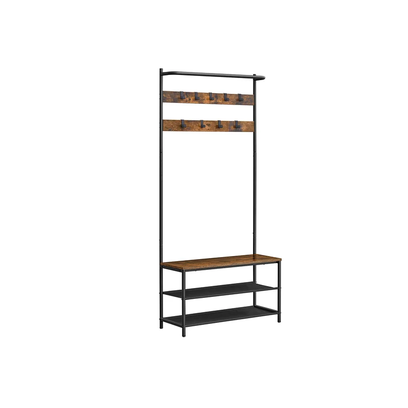 Garderobe mit Schuhbank Industrie-Stil vintagebraun-schwarz