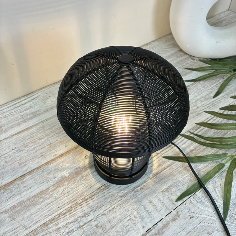 Light & Living Tischleuchte Tischlampe Pilz-Design Schwarz Metall Draht