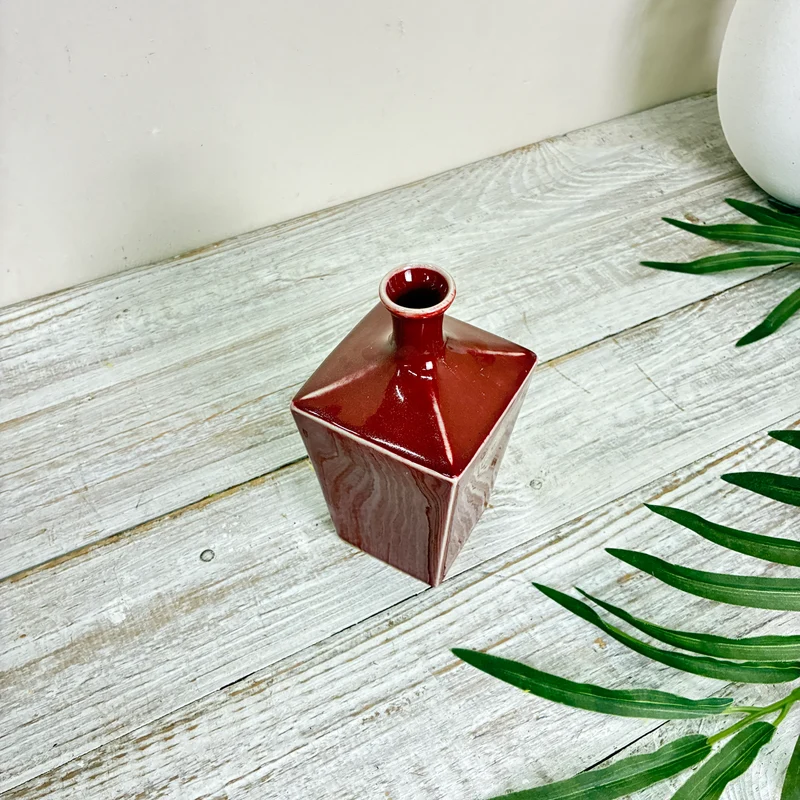 Ami Design Vase Rot Keramik Flaschenform Bordeaux Glänzend Gebraucht