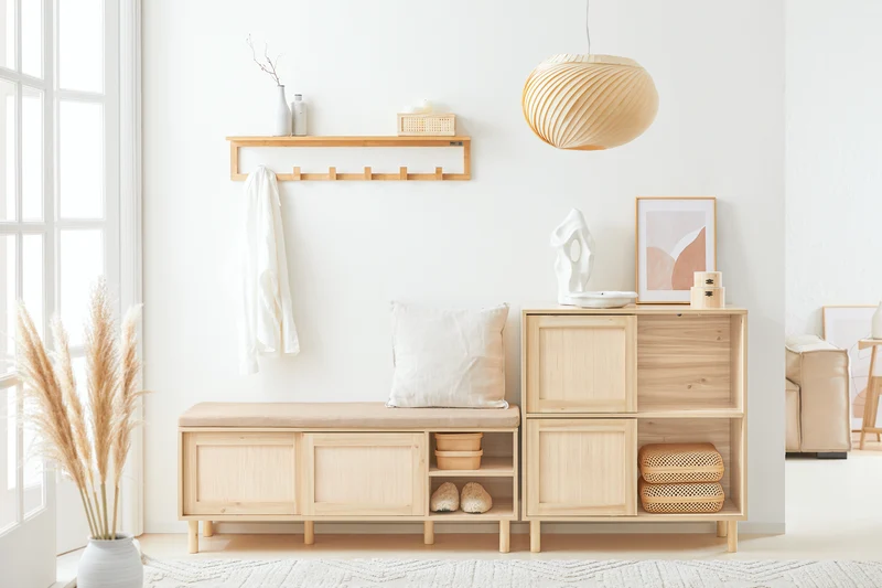 SoBuy | Sideboard mit Schiebetüren | Flurschrank | Küchenschrank | Kommode | Natur | FSB87-N