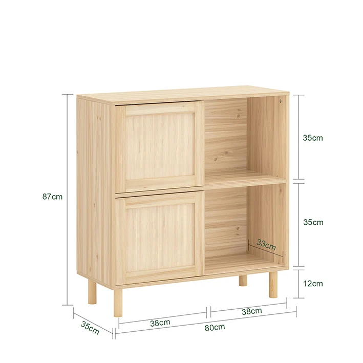 SoBuy | Sideboard mit Schiebetüren | Flurschrank | Küchenschrank | Kommode | Natur | FSB87-N