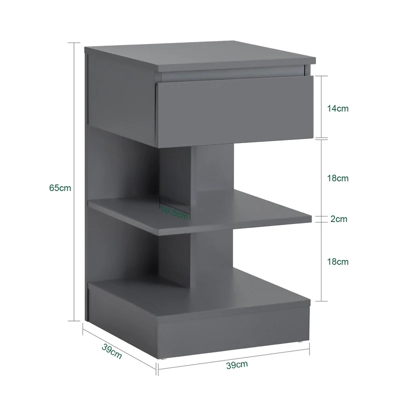 SoBuy | 2er Set Nachttisch schmal | Beistelltisch | Kommode Grau | FBT49-HGx2