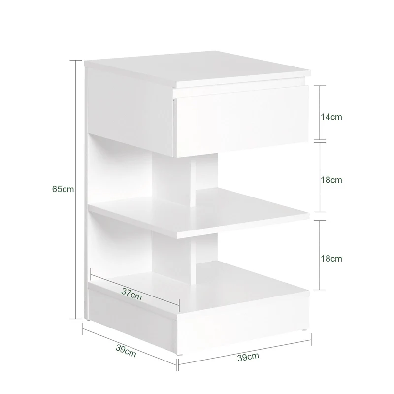 SoBuy | Nachttisch | Fürs Schlafzimmer | Beistelltisch | Kommode Weiß | FBT49-Wx2