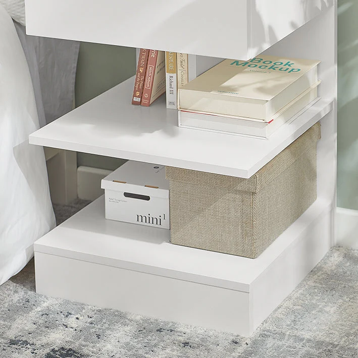 SoBuy | Nachttisch | Fürs Schlafzimmer | Beistelltisch | Kommode Weiß | FBT49-Wx2