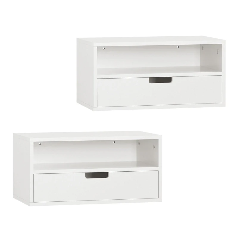 SoBuy | 2er Set Nachttisch | Nachtregal | Schweberegal | Wandschrank | NKD03-Wx2