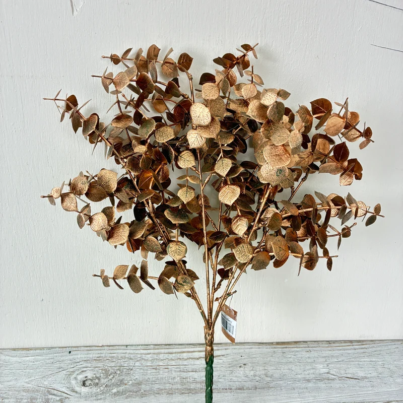 Künstlicher Zweig Silk Dry Eukalyptus kupferfarben Kunstpflanze 50cm Deko