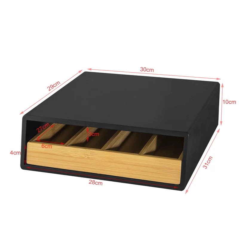 SoBuy FRG280-SCH Bambusowy Organizer na Kapsułki do Kawy, Szuflada 32 szt. do Nespresso & Dolce Gusto