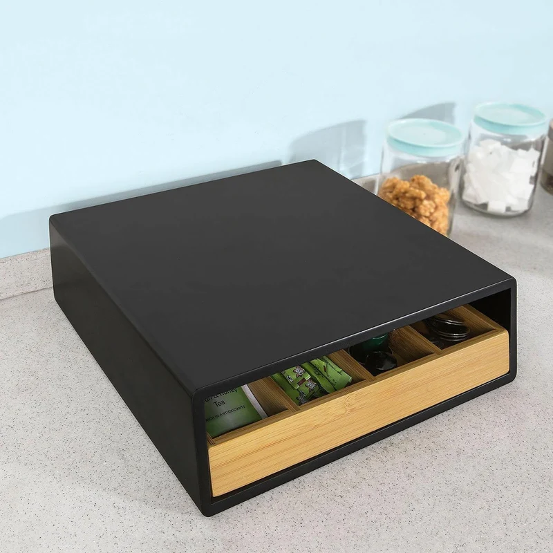 SoBuy FRG280-SCH Bambusowy Organizer na Kapsułki do Kawy, Szuflada 32 szt. do Nespresso & Dolce Gusto