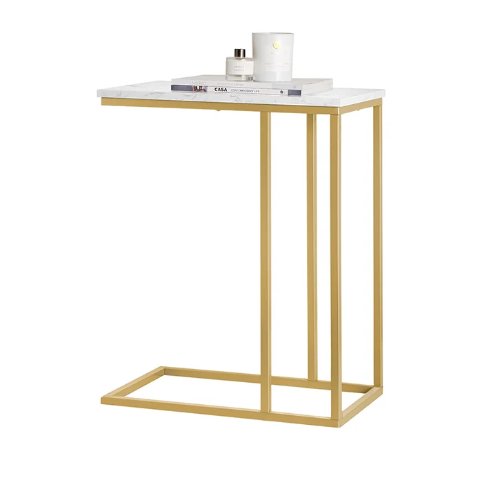SoBuy | Beistelltisch | Pflegetisch mit goldenem Metallgestell | Couchtisch Sofa | FBT87-G
