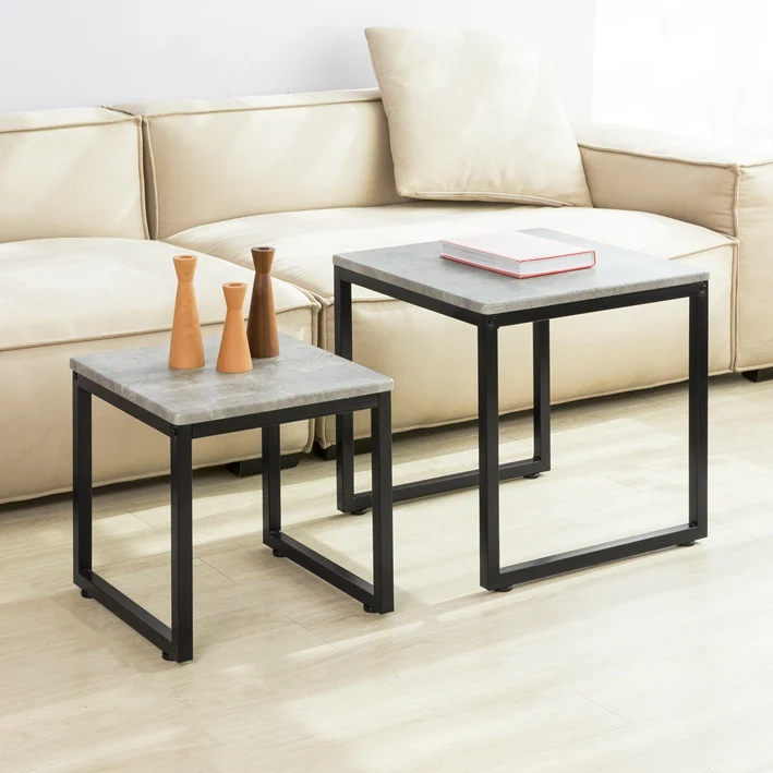 SoBuy | 2 Satztische | Sofatisch | Couchtisch grau | FBT42-HG