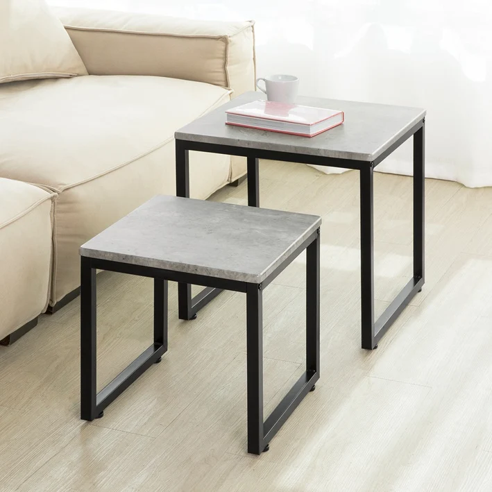 SoBuy | 2 Satztische | Sofatisch | Couchtisch grau | FBT42-HG