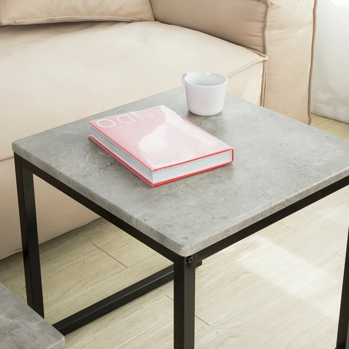 SoBuy | 2 Satztische | Sofatisch | Couchtisch grau | FBT42-HG