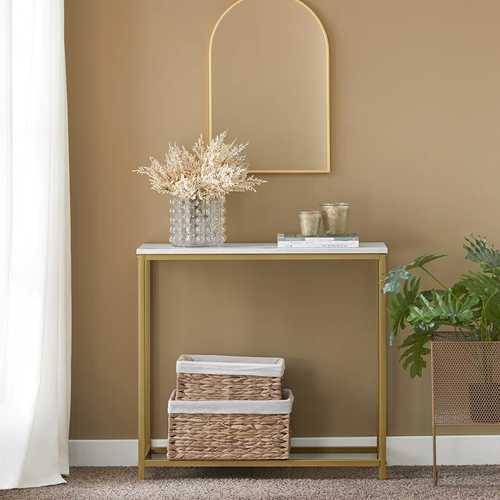 SoBuy | Konsolentisch mit goldenem Metallrahmen | Flurtisch | Sideboard | FSB29-G