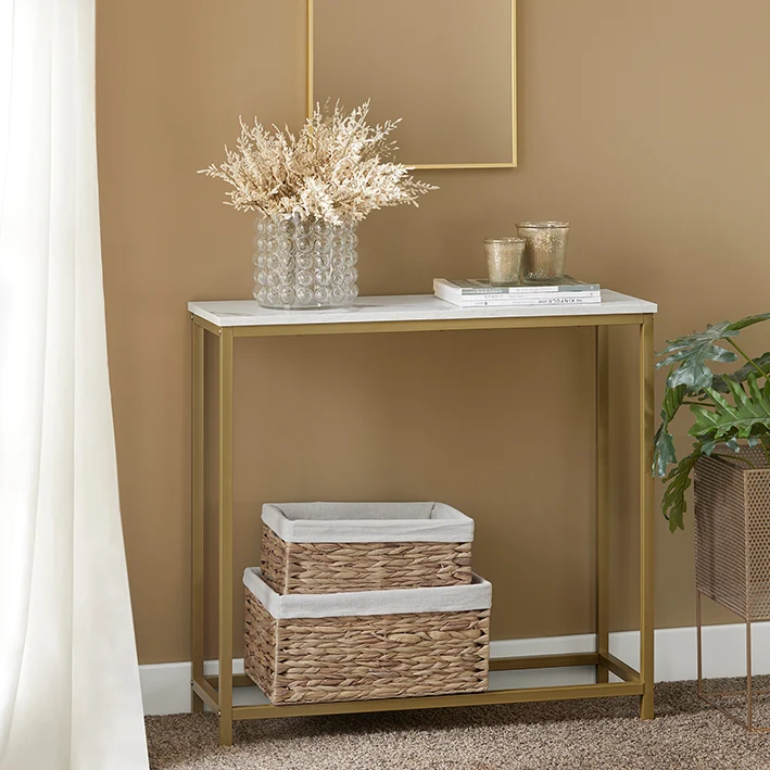 SoBuy | Konsolentisch mit goldenem Metallrahmen | Flurtisch | Sideboard | FSB29-G
