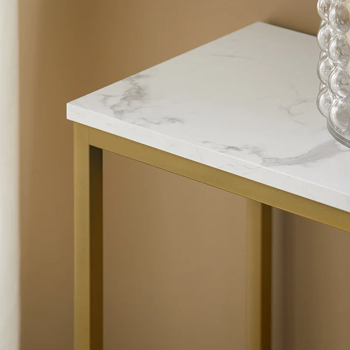 SoBuy | Konsolentisch mit goldenem Metallrahmen | Flurtisch | Sideboard | FSB29-G