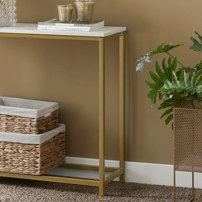SoBuy | Konsolentisch mit goldenem Metallrahmen | Flurtisch | Sideboard | FSB29-G