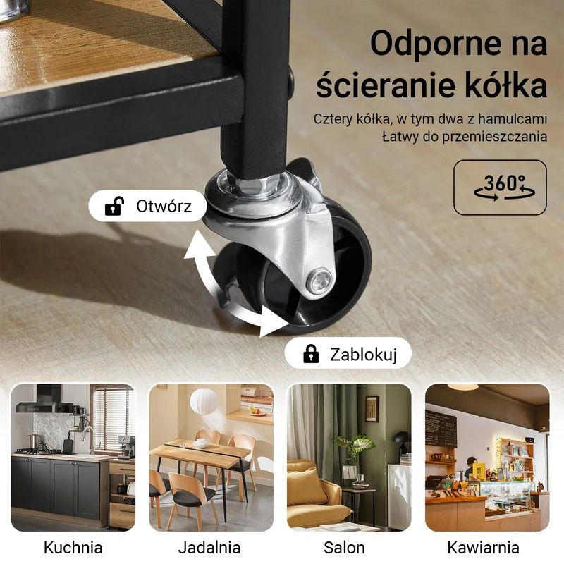 SoBuy FKW111-PF Industrialny Wózek Kuchenny na Kółkach z 2 Szufladami i 3 Półkami – 53×37×89 cm, Nośność 60 kg, Styl Vintage