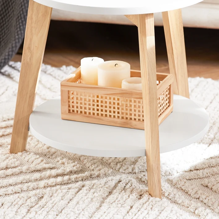 SoBuy | 2er teilig Beistelltisch | Satztisch | Kautschukholz | Weiß | FBT75-W