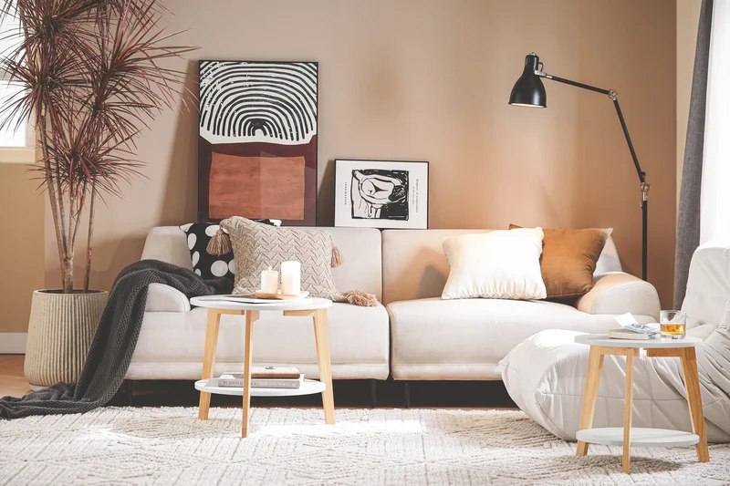 SoBuy | 2er teilig Beistelltisch | Satztisch | Kautschukholz | Weiß | FBT75-W