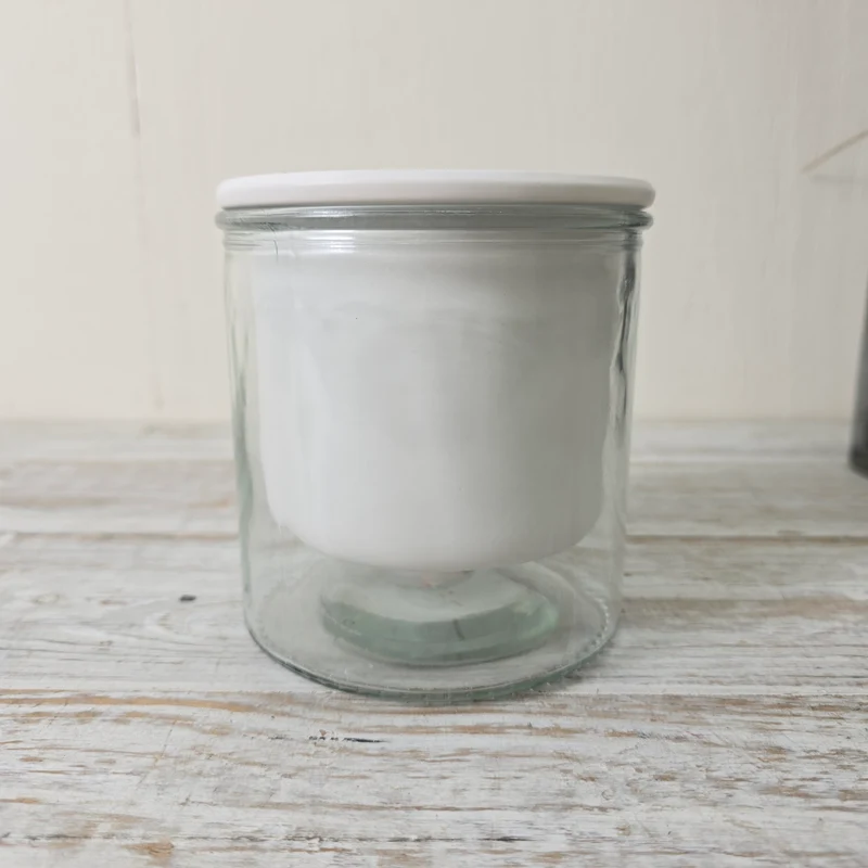 Übertopf Blumentopf Malga 12,5cm Mit Glasbehälter Weiß Glas Deko