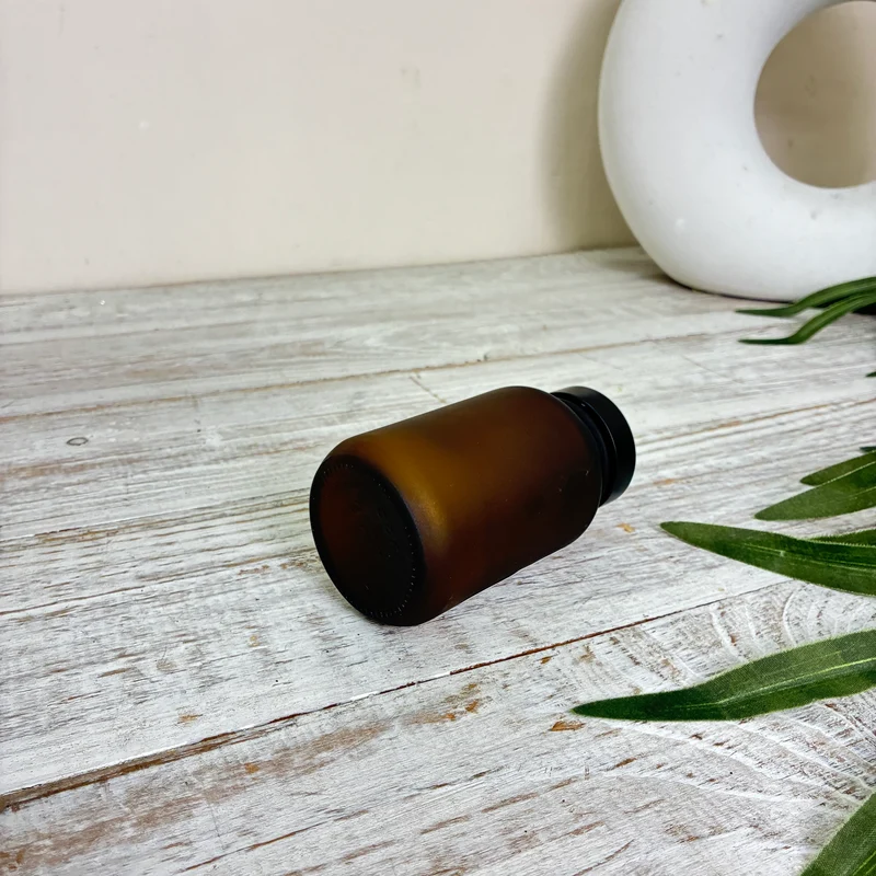 Glasflasche Braunglas 120ml Matt Glas Schraubverschluss Deko