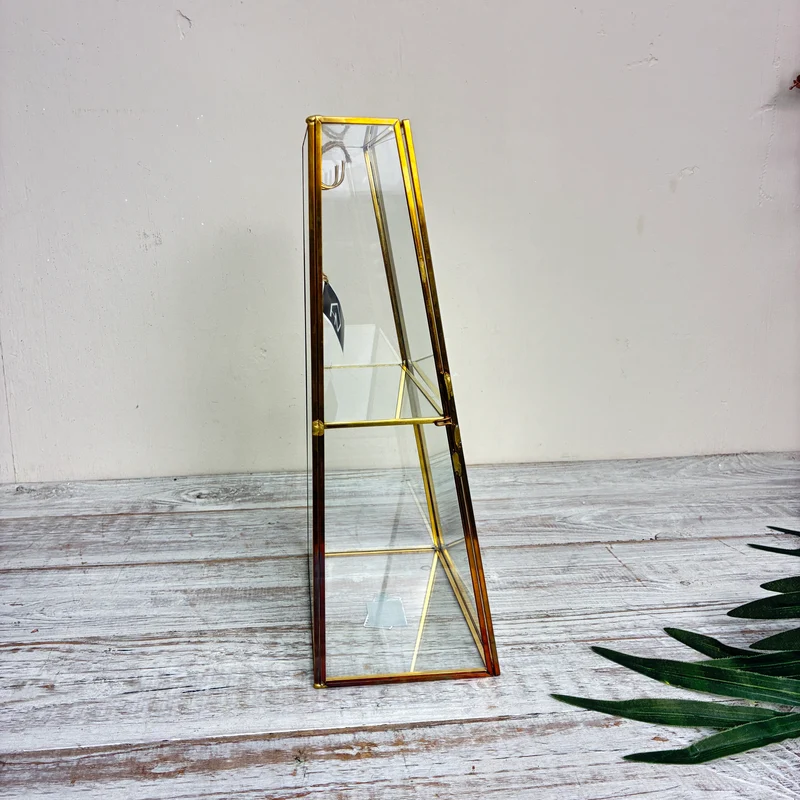 Schmuckschrank 31cm Messing Glas Schmuckvitrine Gold Kettenständer Deko