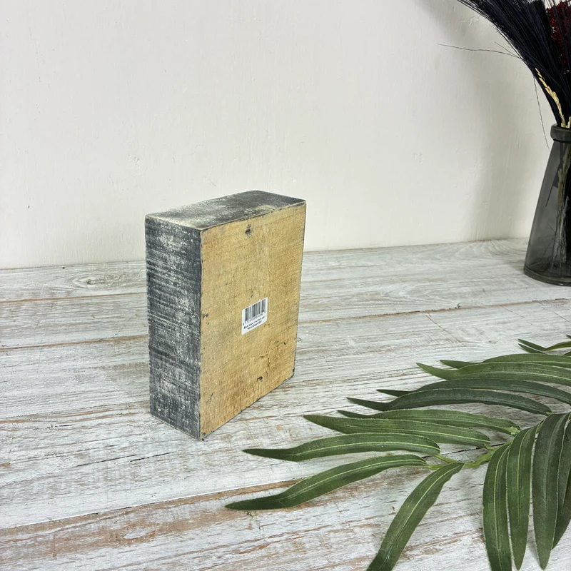 Dekorativer Block 15cm Holz Hund Schwarz Weiß Deko Holzblock