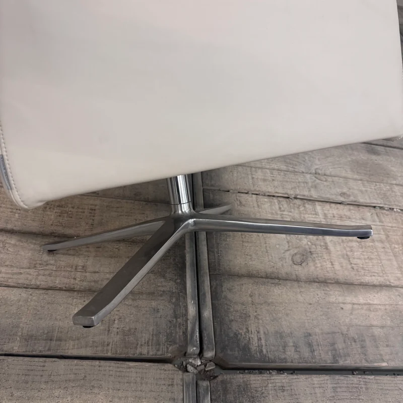 Walter Knoll Sitzhocker Weiß Leder Designer Fußhocker Hocker Gebraucht