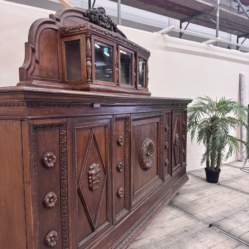 Antikes Buffet Eiche Massiv Historisch Reich verziert Sideboard Gebraucht