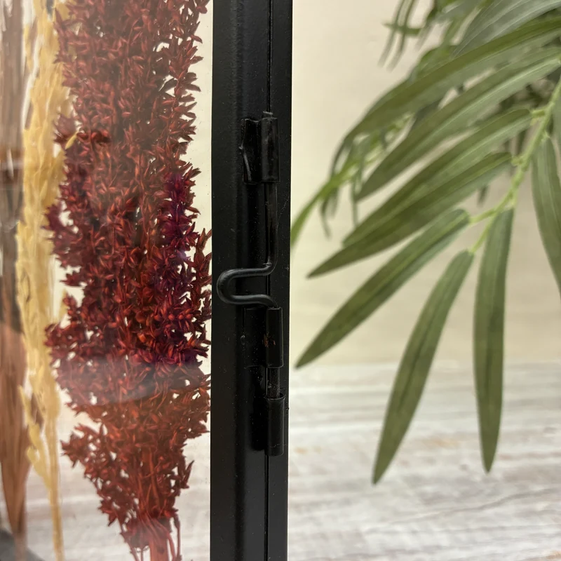 Fotorahmen Getrocknete Blumen Schwarz Rot Metall 20x25cm