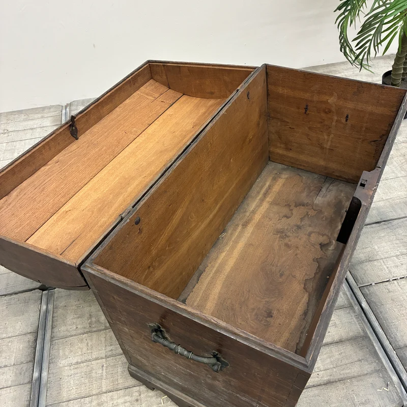 Barocke Runddeckeltruhe Antik Holztruhe 18. Jh. Rustikal Truhe Gebraucht