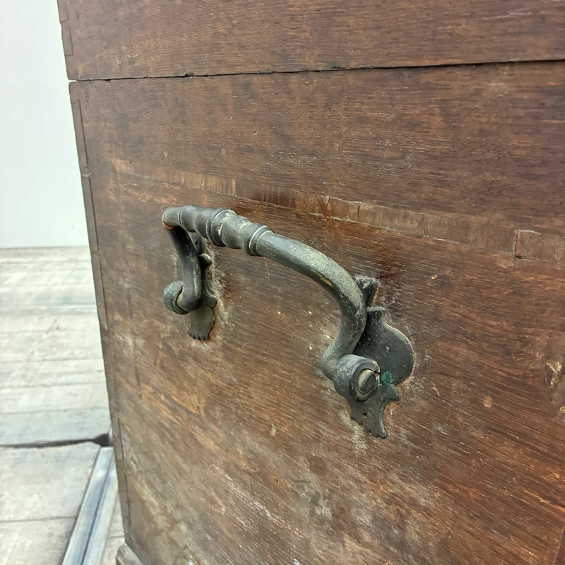 Barocke Runddeckeltruhe Antik Holztruhe 18. Jh. Rustikal Truhe Gebraucht