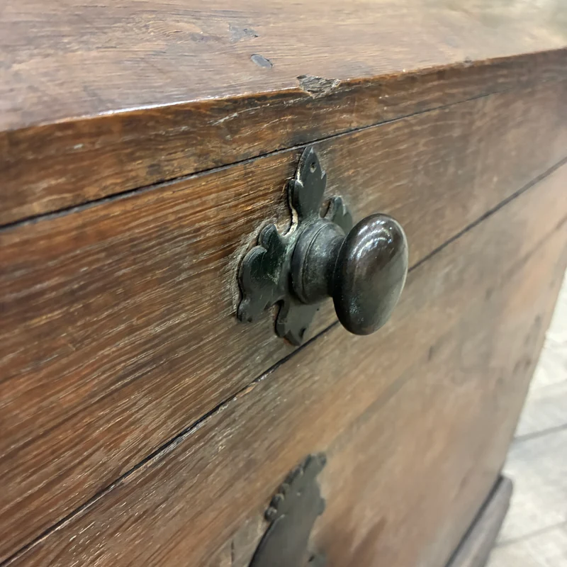 Barocke Runddeckeltruhe Antik Holztruhe 18. Jh. Rustikal Truhe Gebraucht