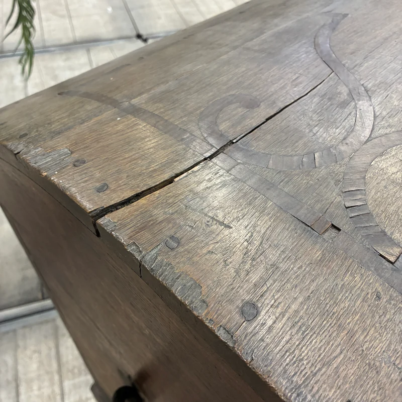 Barocke Runddeckeltruhe Antik Holztruhe 18. Jh. Rustikal Truhe Gebraucht