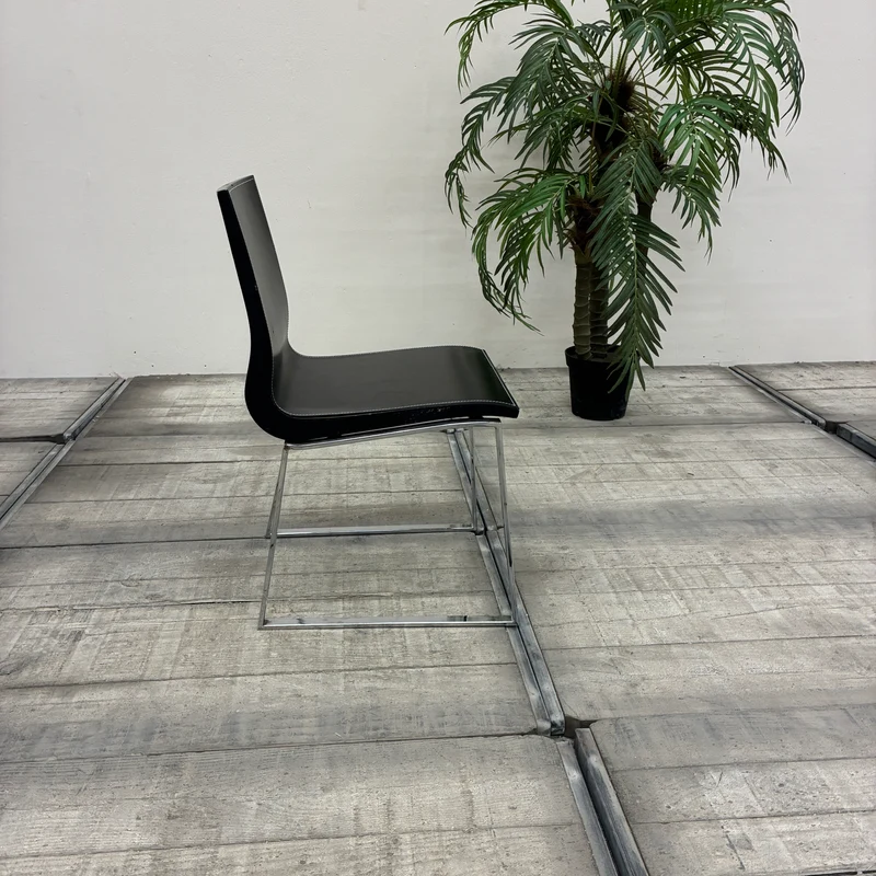 Esszimmerstuhl Schwarz Holz Chrom Konferenzstuhl Stuhl Gebraucht
