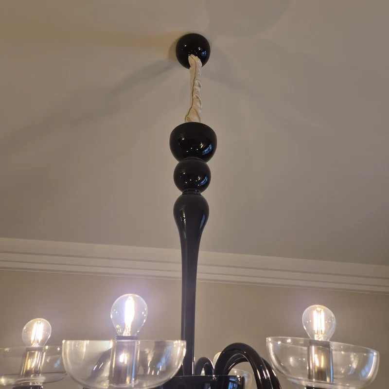 Kronleuchter Murano Glas schwarz Atlantic Hotel Hamburg gebraucht Lampe