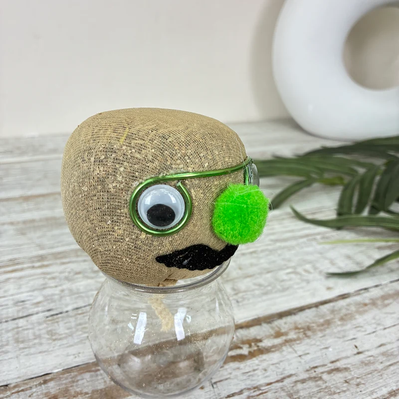 Graskopf Im Glas Grün 12cm Gesicht Pflanze Pflanz-Set Grasgesicht Deko