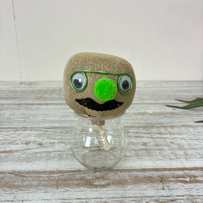 Graskopf Im Glas Grün 12cm Gesicht Pflanze Pflanz-Set Grasgesicht Deko