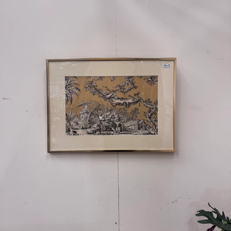 Kunstdruck Beige Gold Historisches-Motiv Wandbild Vintage Deko Gebraucht
