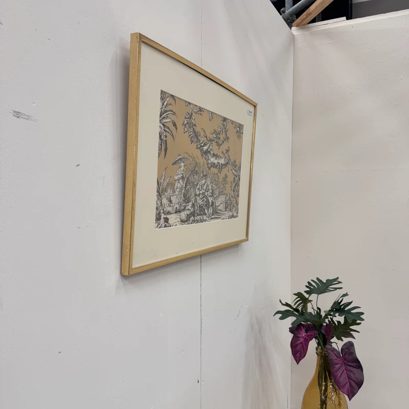 Kunstdruck Beige Gold Historisches-Motiv Wandbild Vintage Deko Gebraucht
