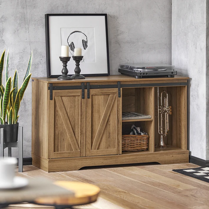 SoBuy | Sideboard mit Schiebetür | Kommode | TV-Schrank | Flurschrank | FSB60-BR