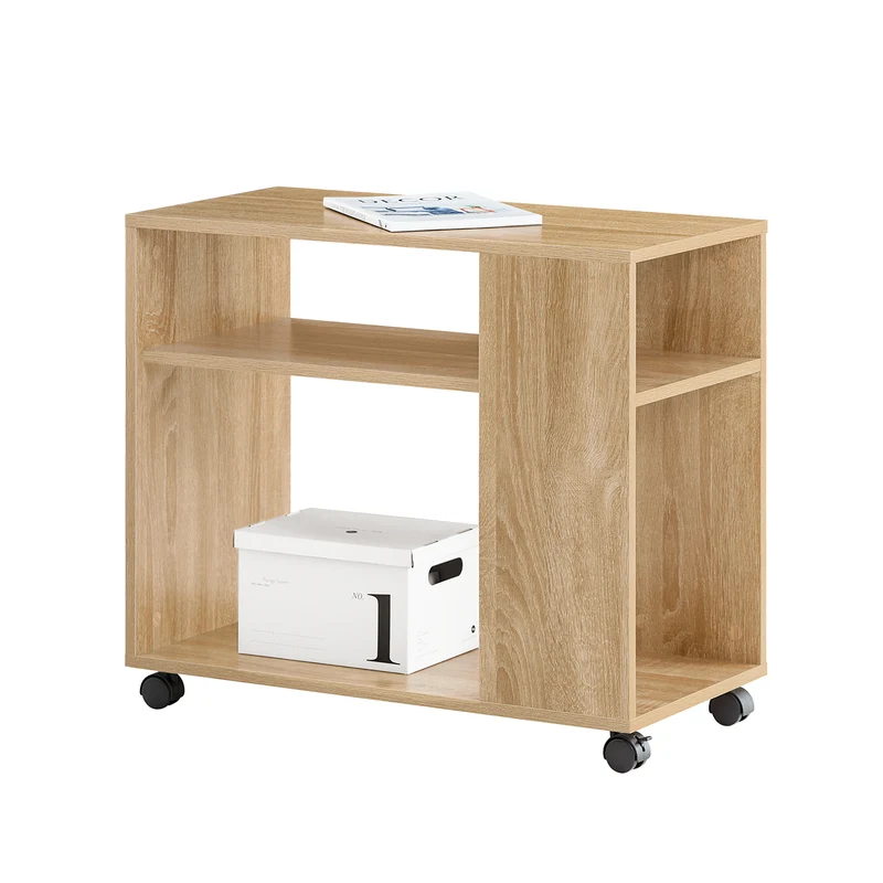 SoBuy | Beistelltisch mit Rollen | Druckertisch | Couchtisch Holz | FBT34-N